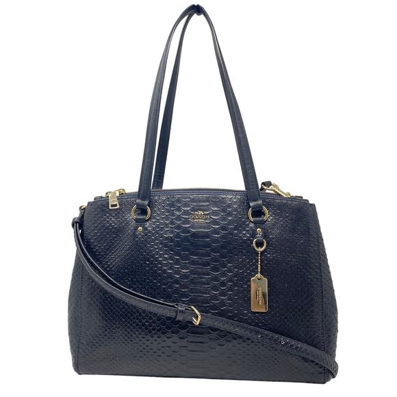 Coach Navy Blue Stanton Carryall in Stamped Snakeskin Leather Style 36879 - Picture 1 of 14
